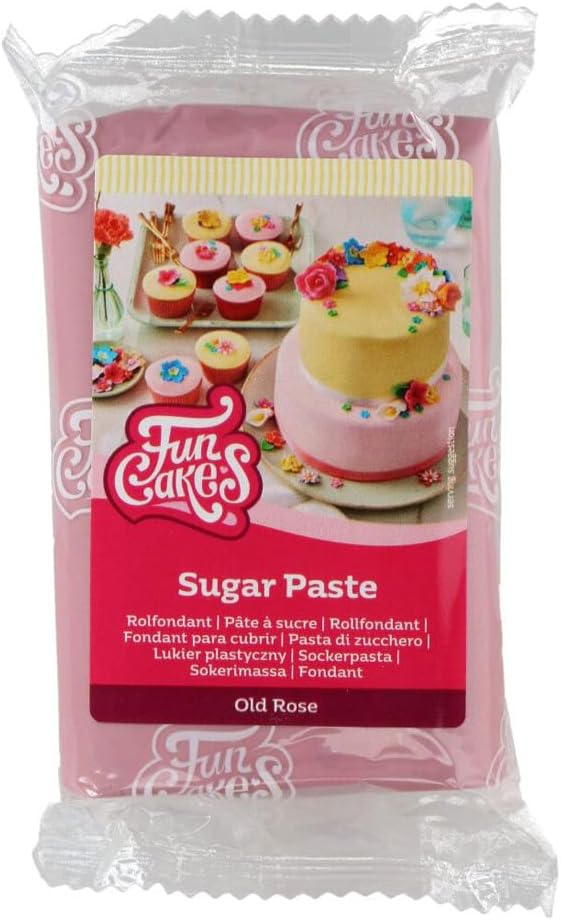 FunCakes Sugar Paste Old Rose, Easy to Use, Smooth, Flexible, Soft and Pliable, Perfect for Cake Decorating, Halal, Kosher and Gluten Free, 250 g Pack of 1