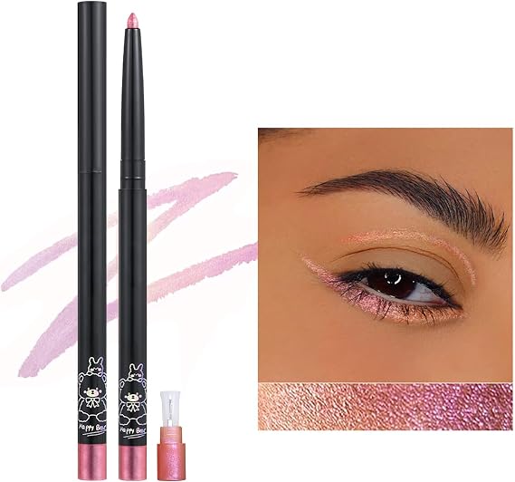 Erinde Chameleon Color Changing Eyeliner Pencil, Multichrome Metallic Eyeliner Pen with Shifting Shades, Waterproof Smudge Proof Long Lasting Eye Liner for Party Festival Daily Makeup Looks #2 pink