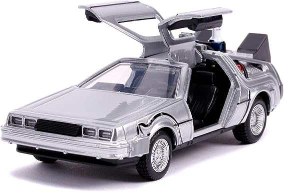Jada, 253252003, Geleceğe Dönüş 2 Zaman Makinası Oyuncak Araba , Ayrıntılı İç Mekan, 1:32 ölçek, Açılabilir Kapılar, Lisanslı, Back To The Future 2 Time Machine Car