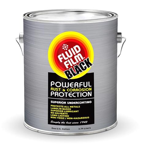 Fluid Film Black Non-Aerosol, Long Lasting Corrosion, Penetrant & Lubricant, Anti-Rust Coating, Protects All Metals in Marine and Undercoating in Automotive & Snow-Handling Vehicles, 1 Gallon