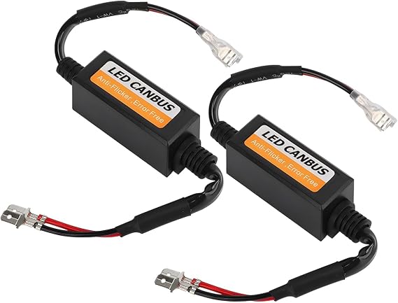 CGEAMDY 2 Pieces Decoder Anti Flicker Harness, LED Bulbs Error Free Anti Flickering Resistor Decoder, EMC Canceller LED Decoder, Headlight Bulb Warning Canceller Error Free Resistor(H1/H3)