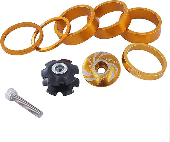 Bicycle Headset Spacer 9pcs Aluminum Alloy MTB Road Bike Stem Headset Spacer for 1 1/8" Stem 28.6mm Headset Spacer with Stem Top Cap Headset Sternnut Bolts MTB Bicycle Fork Headset Spacer