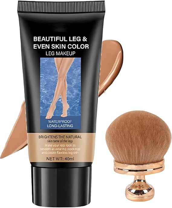 Body Coverage Perfector with Extra Large Brush, Leg Makeup Waterproof No Transfer, Body Perfector, Leg and Body Makeup, Leg Make Up, Tattoo Cover up Makeup, Body Concealer for Mature Skin (Tan)