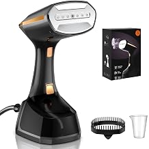 PKBD Clothes Steamer Handheld,Travel Steamer for Clothes Removes Wrinkle and Odours with Detachable 300ml Water Tank and LED Screen 3 Speed,1800W Garment Steamer for Travel,Home, Office.Black