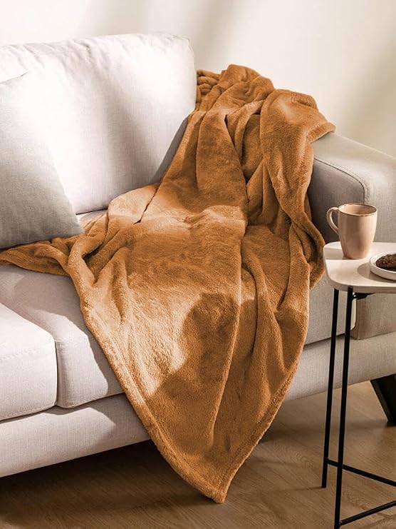 Mulberry Wellsoft Battaniye Televizyon Battaniyesi Peluş Polar Battaniye Tek Kişilik 170 * 230-Kiremit