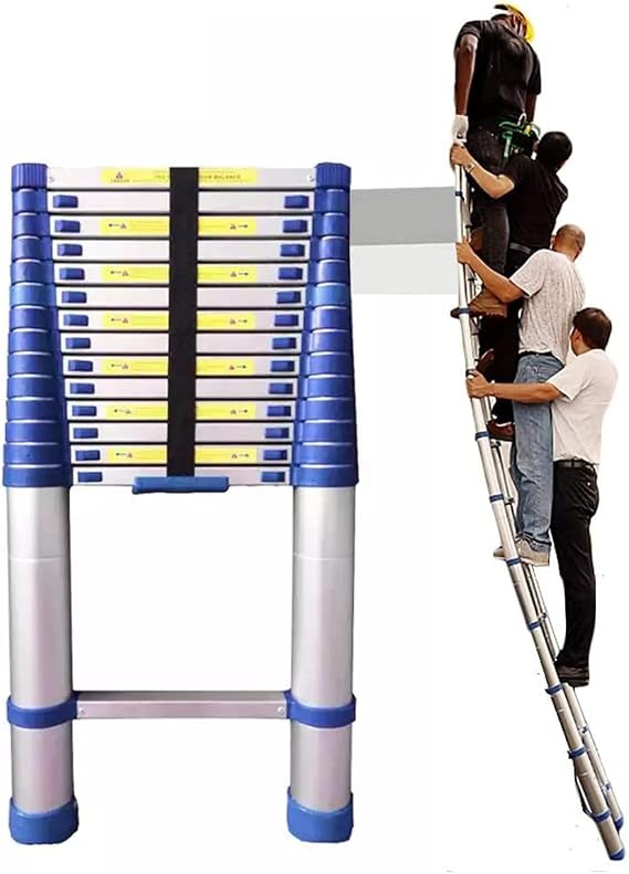 Telescopic Ladder Stepladder 8m / 7m / 6.2m / 5m / 4m / 3.8m / 2.6m Telescopic Ladder for Rooftop Tents, Aluminum Extension Telescopic Ladder for Home Loft RV Attic Outdoor Use, Load Capacity 150kg