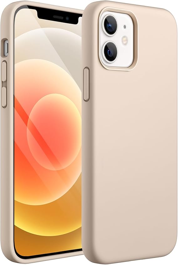 JETech Silicone Case for iPhone 12/12 Pro, Beige
