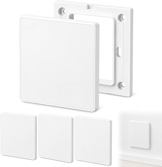 Solvind 4 Pack Blank Wall Plates - 8.6x8.6cm Flush-Mounted Single Gang Socket Covers, White Plastic Blind Wall Plates for Unused Sockets & Wall Openings
