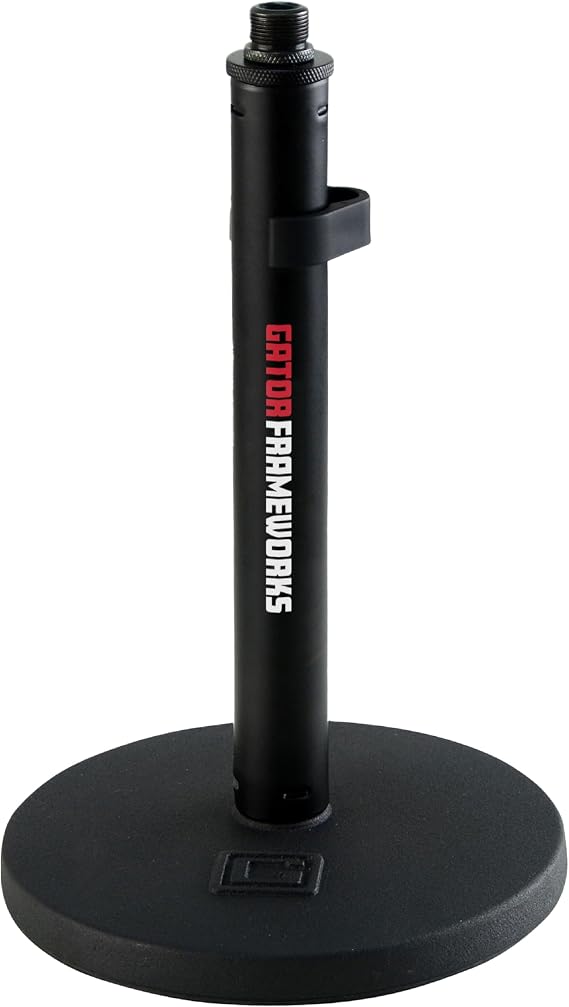Gator Frameworks Desktop Microphone Stand with Round Base GFW-MIC-0600 Table Podcast Studio Black