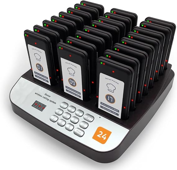 24pc Pagers for Restaurant, Long Distance Order Ready Food Truck Buzzer