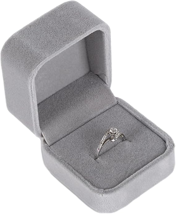 Fadcaer Velvet Ring Boxes for Jewellery Wedding & Engagement Gifts - Earring Gift Box for Proposal & Ceremony - Men & Women (pink-grey)