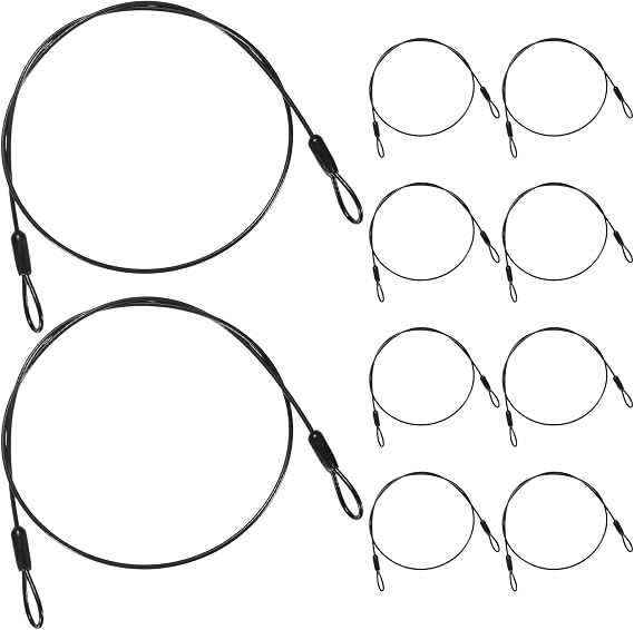 M METERXITY 10-Pack Security Cable Lock 2ft 2mm PVC Coated Black