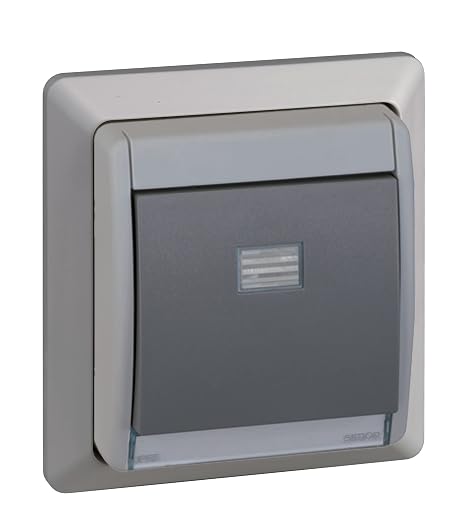 SIMON - Electric Recessed Push Button, Exterior Wall Switch, Simon 44 Aqua Series, Easy to Install, Monoblock, Includes Box, Lid and Mechanism, Ideal for Gardens and Terraces, Grey