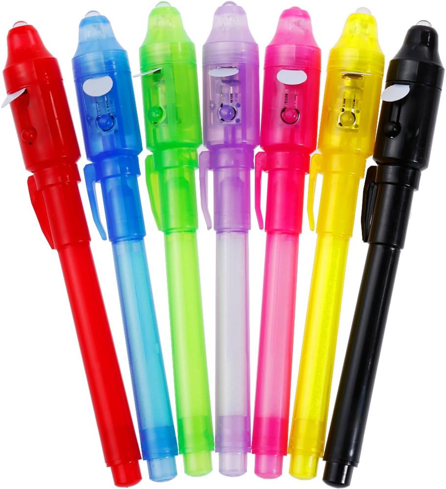 Faburo 7PCS Invisible Ink Pens, Magic Pens for Kids with UV Light, Magic Markers for Secret Messages, Birthday Party Bags Filler, Children's Gifts