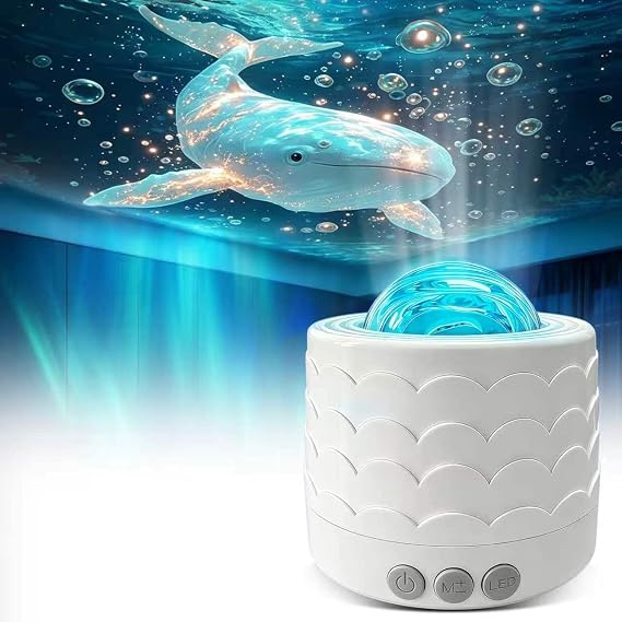 FoxGift Ocean Wave Projector Sensory Light, Quiet Rotating Kids Night Light [Energy Class A]