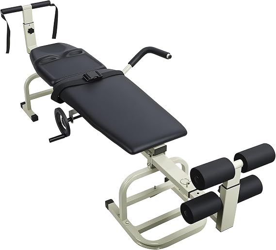 Massage Inversion Traction Table, Folding Massage Bed Table Adjustable Back Stretcher, Spinal Decompression Machine Protable Body Stretching Device Equipment - Max 150KG Capacity Black