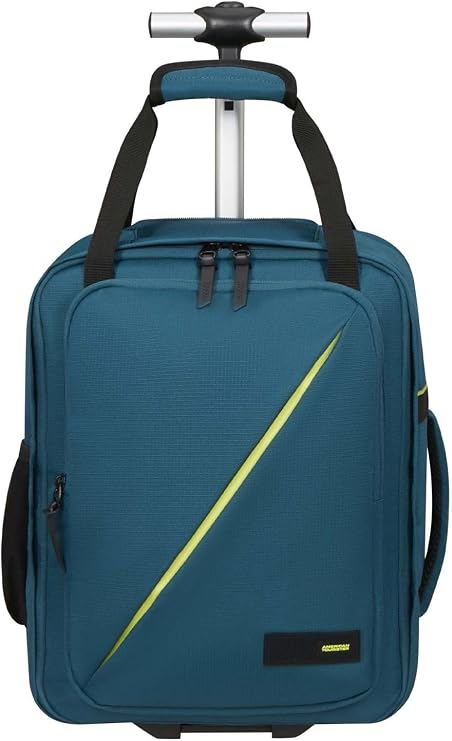 American Tourister Take2Cabin – Ryanair/Wizz Air/Vueling Cabin Bag 40 x 30 x 20 cm, 24.5 L, 3.31 kg, Backpack with Wheels, Hand Luggage, MS Airplane Backpack Under Seat, Blue (Harbor Blue)