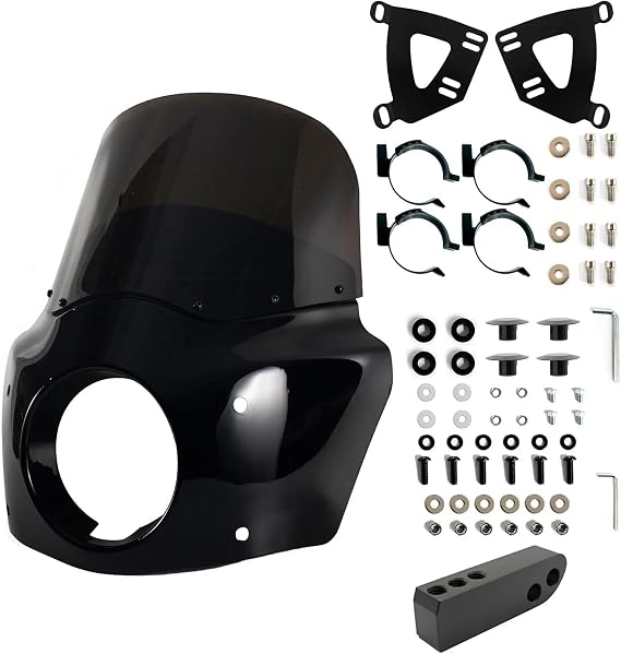 Fairing Panel Fit For Ha&rley Dyna Street Bob Super Glide Low Rider 2006-2017 Forks Fairing Fairing Windshield Kit Hump Tail Fairing(DYNA-11 smoke)