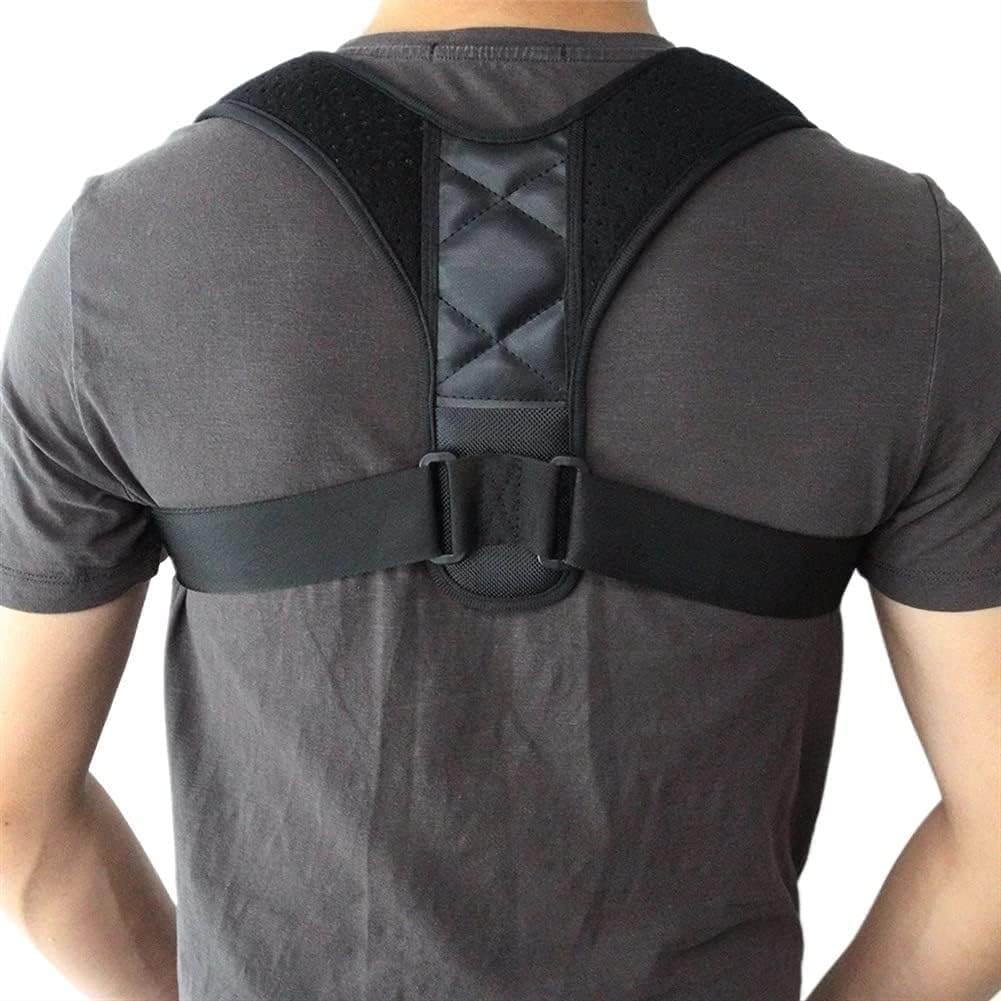 DUHFQ Posture Corrector Posture Correction, Lower Back Pain Brace Support Belt Adjustable Back Posture Corrector Clavicle Spine Back Shoulder Lumbar Back Posture Color: Black, Size: Small
