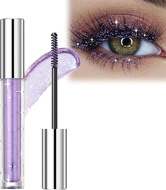 Question Beauty Glitter Mascara, Question Beauty Mascara,Sparkle Mascara for Eyelashes,Glitter Shimmer Colored Mascara,Waterproof Colorful Lashes for Eyelashes,Party Wedding (Purple)