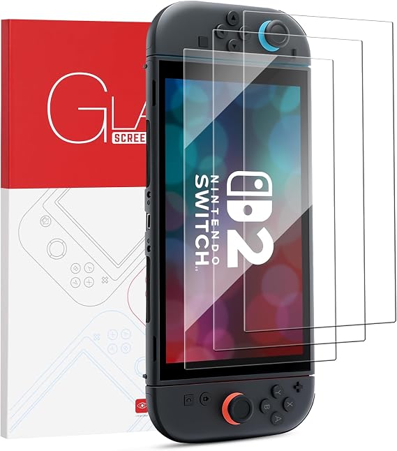 Switch 2 Screen Protector Tempered Glass, Tempered Glass Screen Protector for Nintendo Switch 2 (2025) -3 Pack Anti-Scratch Bubble-Free Ultra Resistant Hardness 9H, Easy Installation