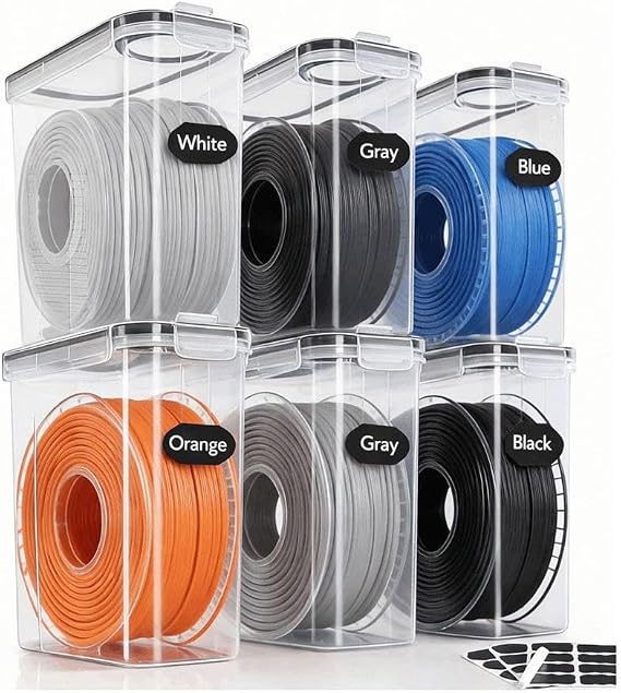Stackable Filament Storage Boxes Compatible with Bambu Lab Reels & AMS Spools | Airtight 3D Printer Filament Storage Container with Desiccant Space