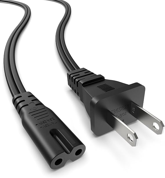AC Power Cord for PS5 PS4 PS3 Sony PlayStation 5 4 3 Slim, Xbox One S/X Game Console, 2 Prong 7a 125V Replacement Plug Power Cable 6ft UL Listed