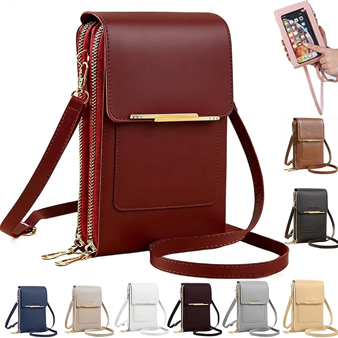 Retro All-Match Vertical Cellphone Bag,Small Leather Crossbody Purse Shoulder Crossbody Bags for Women