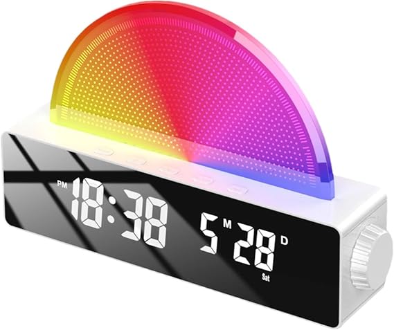 Sunrise Wake Up Light - Kids Alarm Clock Speaker with Multicolor LED Display, Adjustable Brightness | Smart Alarm Function, Bedroom Clock Decoration, Wake-up from Deep Sleep, Aids to Morning Routines