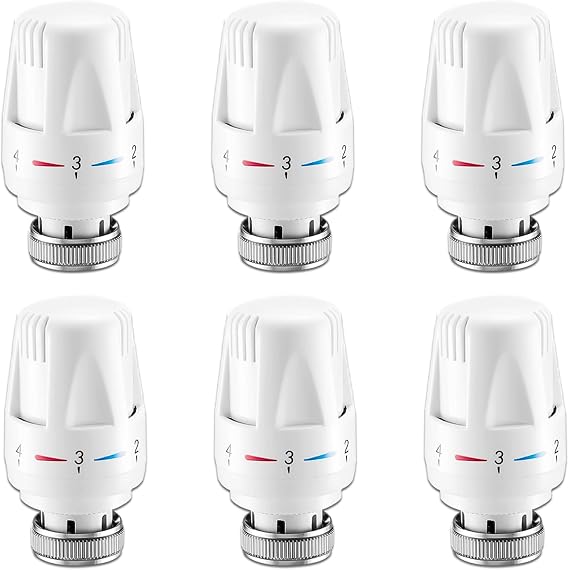 6PCS Thermostatic Radiator Valve Head Thermostat Replacement Heating Systems Heater Control Tool M30x1.5 for Home Office Valves