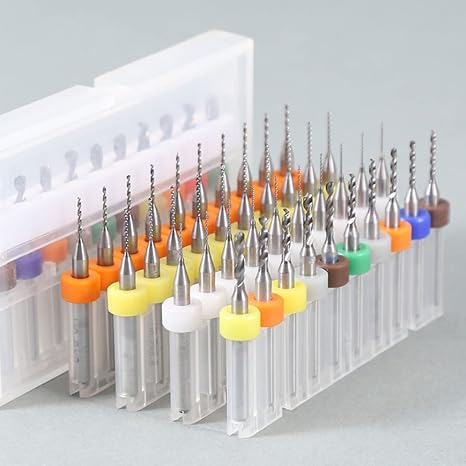 10Pcs Carbide Micro Drill Bits Set Diameter 0.1mm to 3.0mm PCB Carbide CNC Print Circuit Board Tungsten Twist Engraving Tool for Carving Wood Plastic Metal (0.1-1mm Drill Bits)