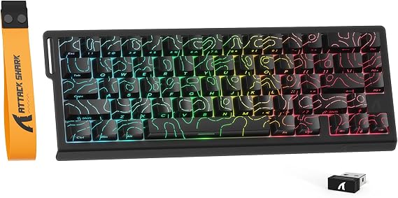 ATTACK SHARK X68PRO HE Rapid Trigger Keyboard, 3 Modes Connection, 8KHZ for Compact Gaming, 0.125ms Ultra Low Latency | Gaming Keyboard, 2.4G Bluetooth, USB-C Wired with Adjustable Actuation, RT0.01 mm, 60% Layout, 66 Keys