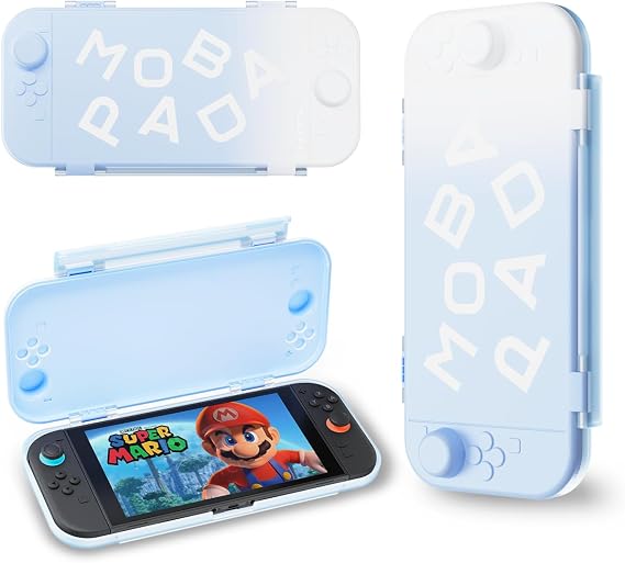 MOBAPAD Switch 2 Case for Nintendo Switch 2,Slim Protective Hard Shell with Triple-Layer Design, 55kg Pressure Resistance, Lightweight Travel Storage Case for Daily Use (Blue-White Gradient)