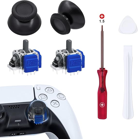 Mcbazel TMR Joystick Electromagnético de Repuesto para Mando PS5 DualSense, con Thumbsticks de Repuesto y Kit de Reparación, Anti-Drift