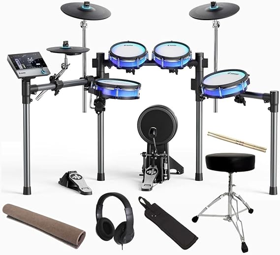 Donner BackBeat Beginner Set with Mat Electronic Drum Touch Panel Control LED Lighting Donner