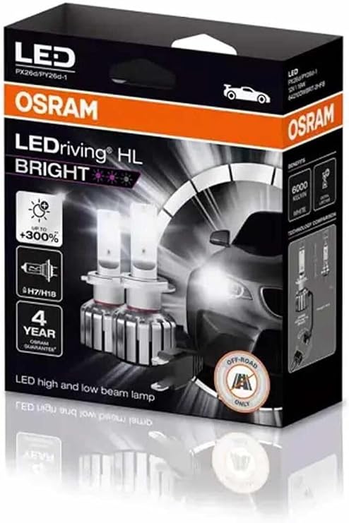 Osram H7 LED Xenon Kit%300 Fazla Işık / 4 Yıl Garantili 12V (2 Adet Far Için) [Enerji Sınıfı A]