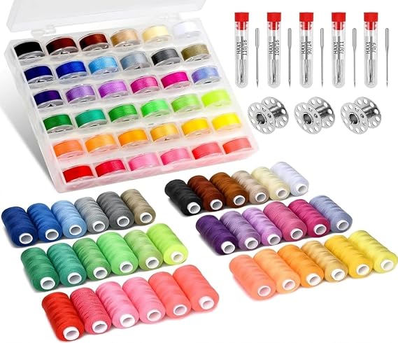 125pcs Sewing Thread Kit with 36 Colours Spools Bobbins & Needles