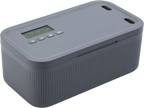 Safe Timed Lock Box Lockable Box Phone Lock Boxs with Timer Portable Medication Boxs Fridge Locked Container Self-Control for Medicine, Food, Phone, iPad documents Safety 24x13x9.6cm (Grey)