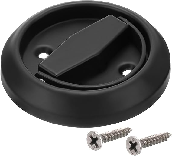 sourcing map Round Pull Ring 1pcs 3" Ring Flush Pull with Screws Black