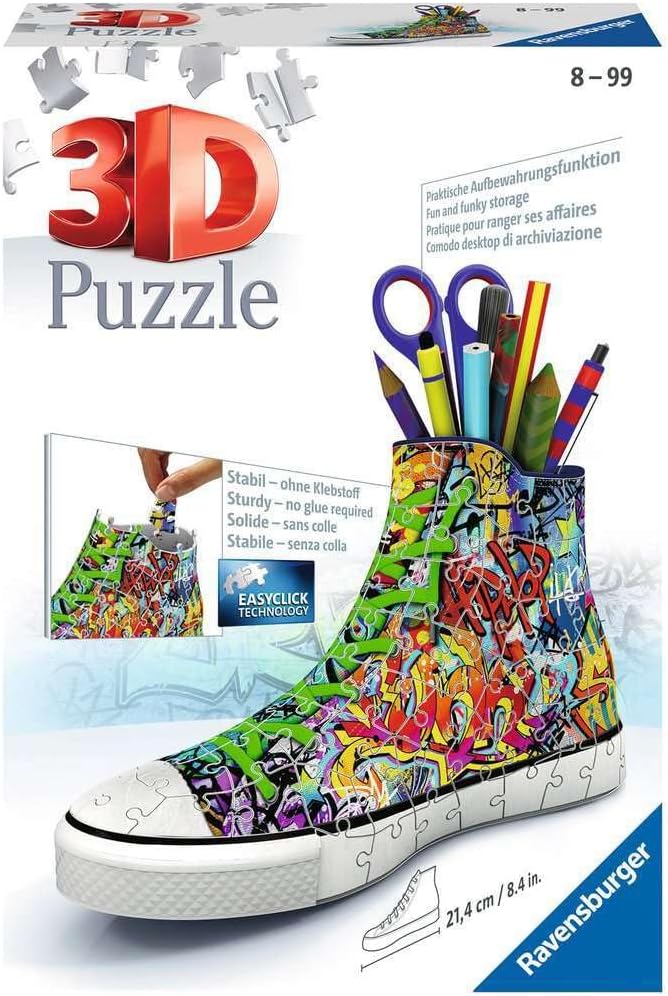 Ravensburger 12535 Graffiti 3D Sneaker Puzzle for Children aged 8 and Above 108 Numbered Pieces to Assemble Without Glue - Accessories Included