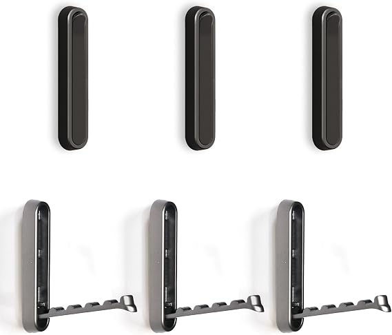 Foldable Wall Hooks 6 Pack, Heavy Duty Coat Hooks Wall Mounted, Zinc Alloy Black Folding Hooks for Bathroom Kitchen, Flip Down Hooks for Hanging Coat Bag Towel Key (105mm)