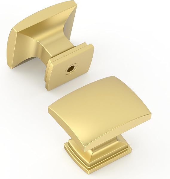 Amerdeco UK0091 Pack of 10 Furniture Knobs Cupboard Knobs Matt Gold Drawer Knobs Square Knobs for Cupboard Door Knobs Dresser Knobs Cupboard Knobs