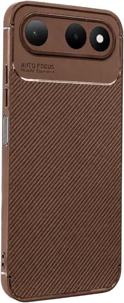 UnDePlus Tecno Spark 50 5G ile uyumlu Kılıf Karbon Silikon Case Kahverengi