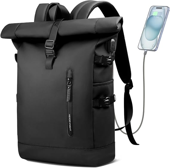 Roll top Backpack, Black