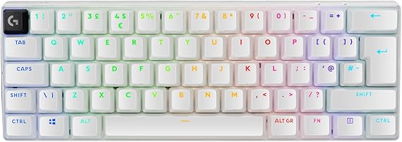 Logitech G PRO X 60 Lightspeed Wireless Gaming Keyboard, Ultra Compact TKL 60% Mechanical Keyboard, LIGHTSYNC RGB, Dual-Shot PBT Keycaps, GX Optical Tactile Switches, Windows PC, UK English - White