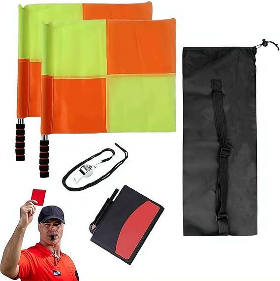 Soccer Referee Kit Includes Football Referee Line Flags Red Yellow Cards