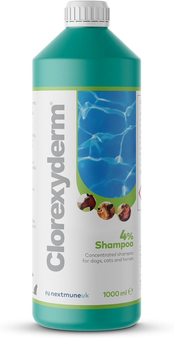 Clorexyderm 4% Chlorhexidine Dog Shampoo, Deep Cleansing Coat Wash, 1000 ml