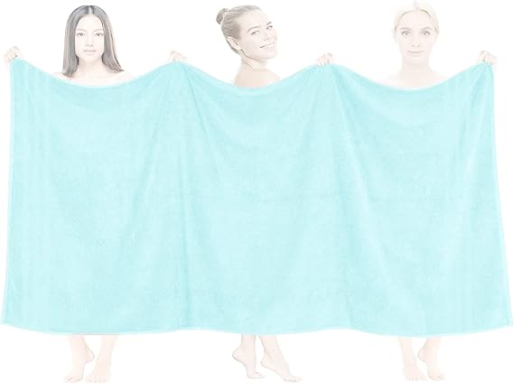 Extra Large Jumbo Towel Bath Sheet (100 x 200 cm-600 GSM) Pure Egyptian Cotton Big Bath Sheets (Aqua, 1)
