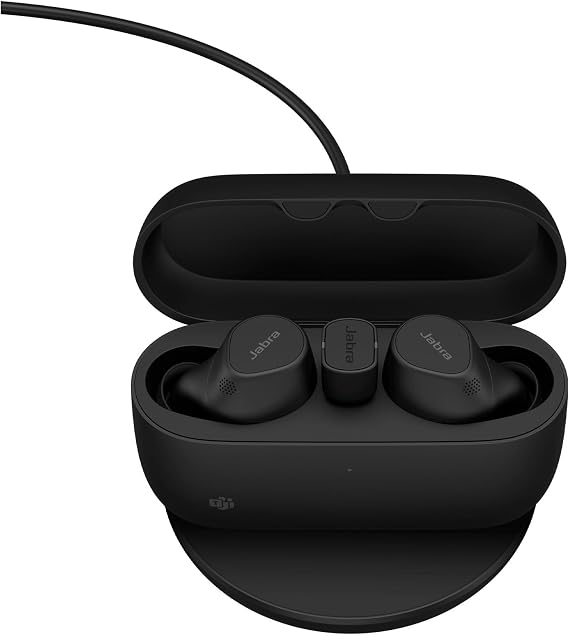 Jabra Evolve2 Buds True Wireless In-Ear Bluetooth with Active Noise Cancellation, MultiSensor Voice Technology and Wireless Charging Pad - MS Teams Certified, works with all other platforms - Black