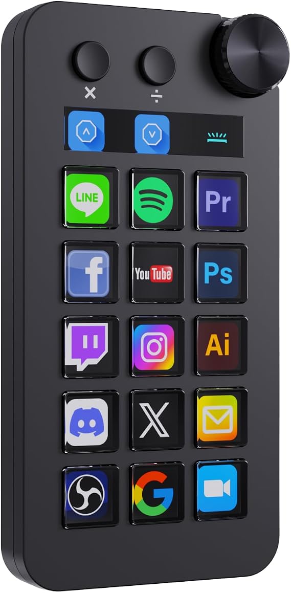 Basicolor N1 Stream Controller Deck & Macro Keypad: 3-in-1 Design with 15 LCD Buttons Numpad & Calculator - Programmable Studio Controller for Streaming Productivity (Mac14.0/Win10)